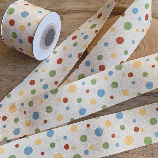 1'' Colorful Double-Sided Polka Dot Ribbon