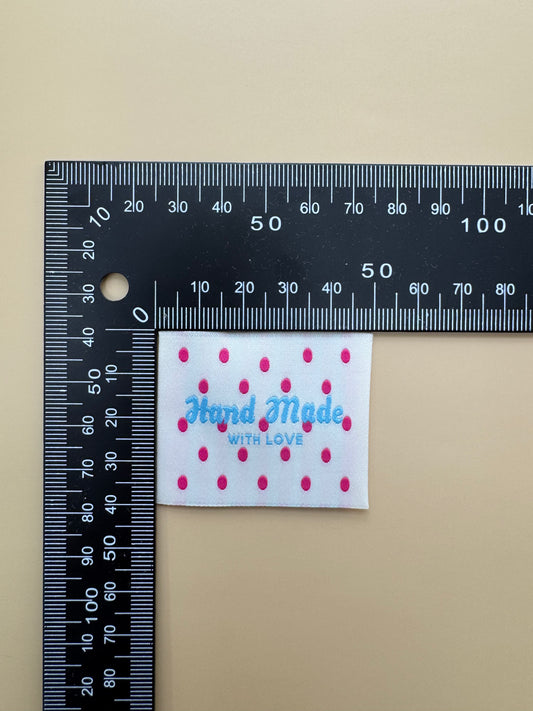 Pink Dot Woven Labels