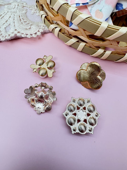 Pearl Rhinestone Flower Embellishments