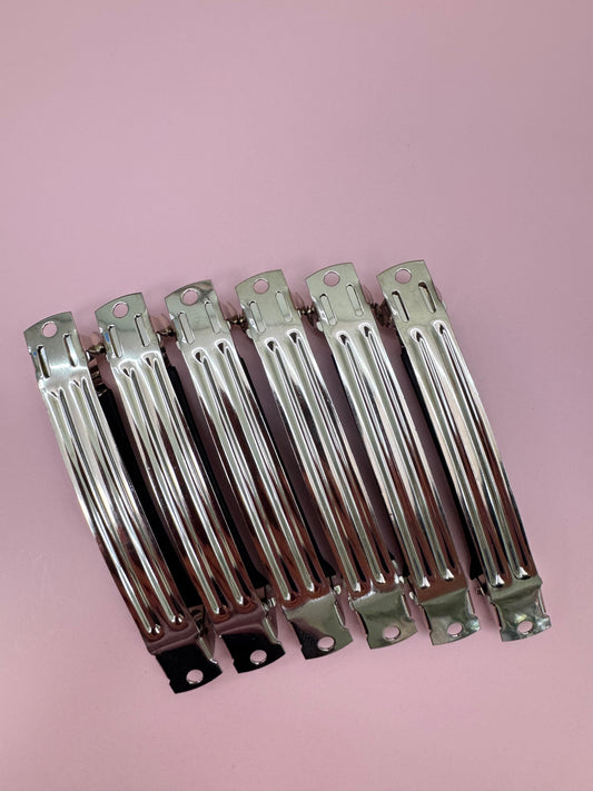 Silver Metal French Barrette Hair Clips, 6 PCS