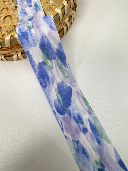 1.5'' Double Faced Blue Pattern Ribbon