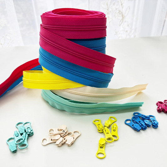 YKK Size 3 Coil Zipper Kit l 3 Yards Chain & 8 Sliders