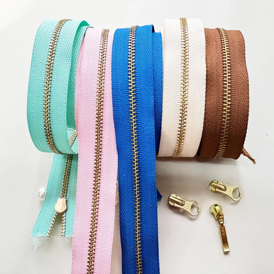 YKK Size 3 Brass Zipper Kit l 1 Yard Chain & 3 Sliders