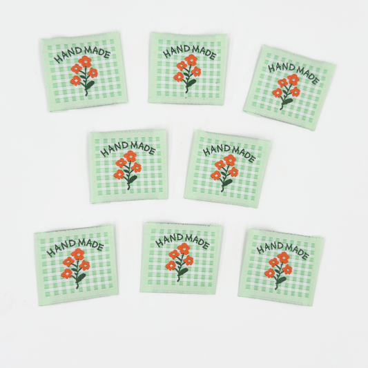 Green Check Handmade Woven Labels