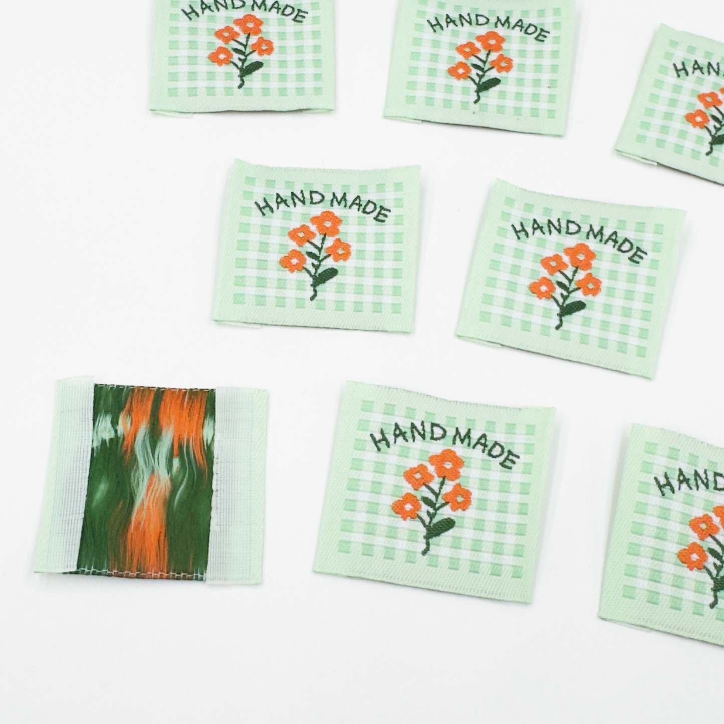 Green Check Handmade Woven Labels
