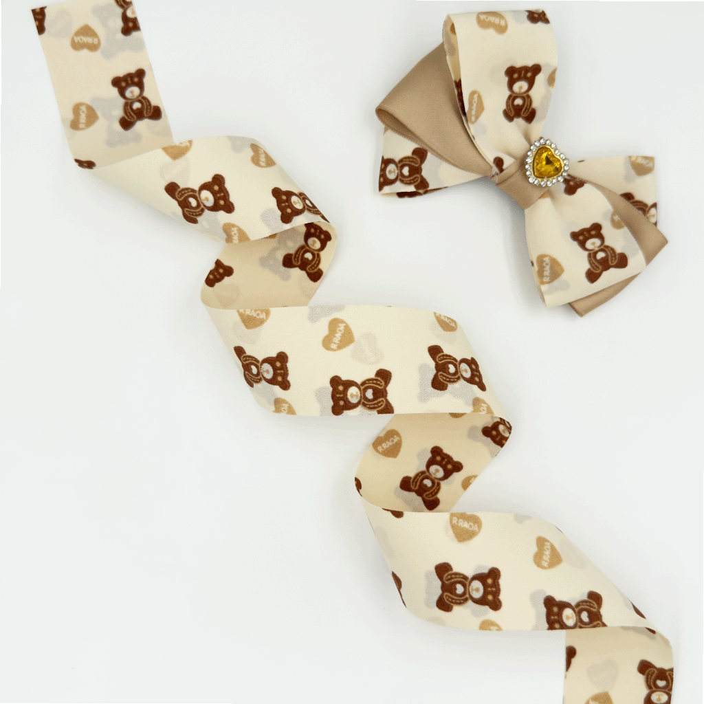 1.4'' Double Faced Light Brown Bear Ribbon