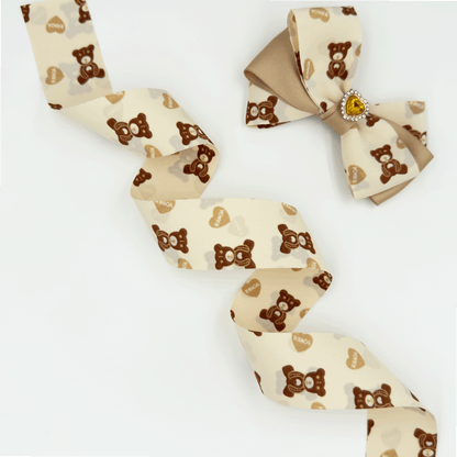 1.4'' Double Faced Light Brown Bear Ribbon