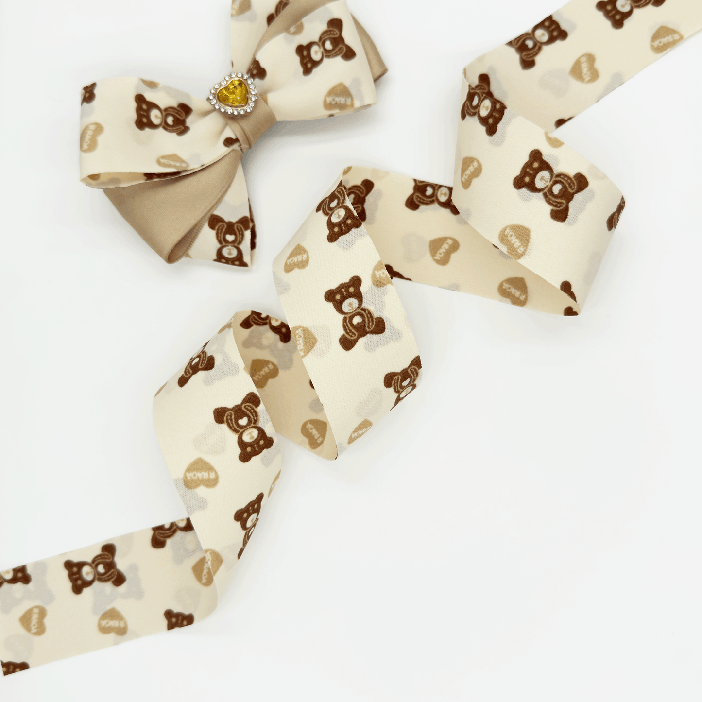 1.4'' Double Faced Light Brown Bear Ribbon