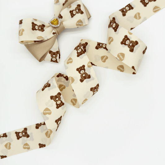 1.4'' Double Faced Light Brown Bear Ribbon