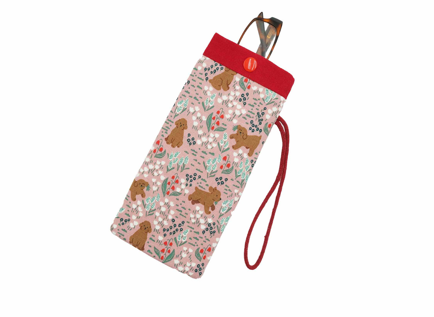 Brown Puppy Fabric Glasses Case