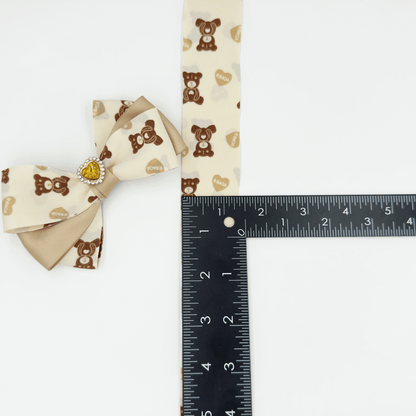 1.4'' Double Faced Light Brown Bear Ribbon