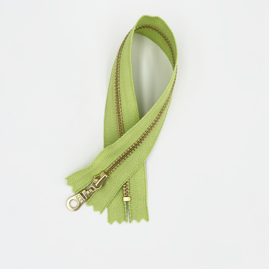 YKK Size 3 Light Olive Green Brass Zipper l Donut Pull