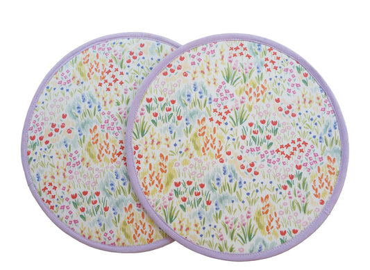 Blurry Garden Trivet, Round Fabric Potholder