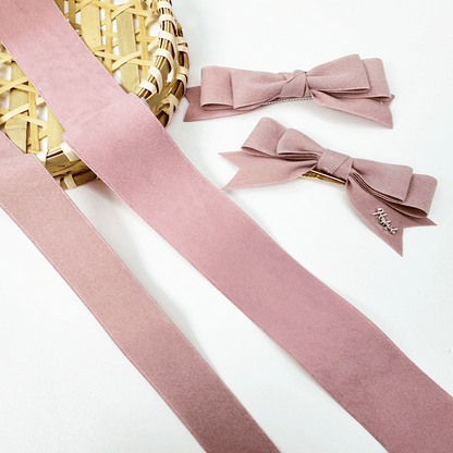 Pink Double Faced Suede Ribbon 1'' and 1.5''