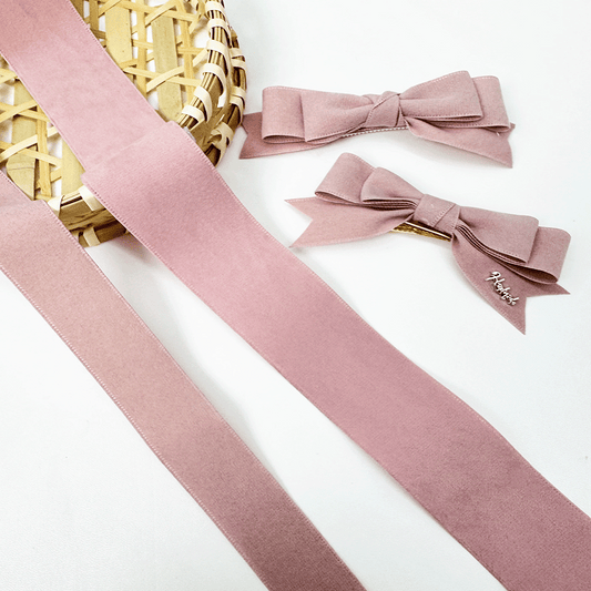 Pink Double Faced Suede Ribbon 1'' and 1.5''