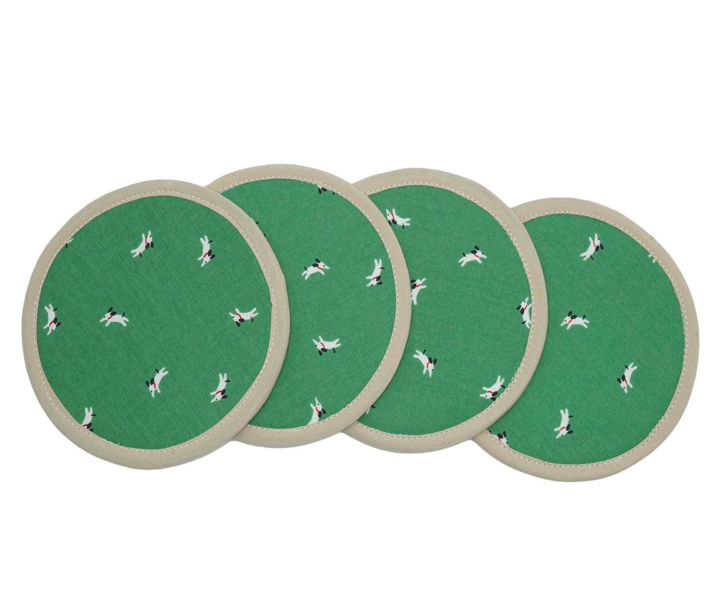 Happy Dog Round Fabric Coasters Set