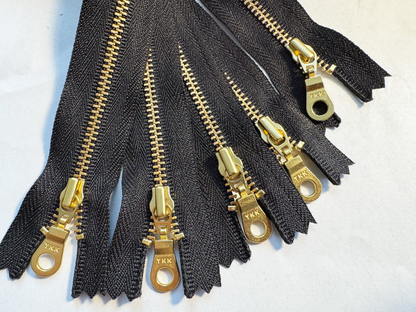 YKK Size 3 Black Brass Zipper l Donut Pull