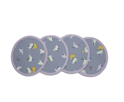 Enjoy Rabbits Round Fabric Coasters Set