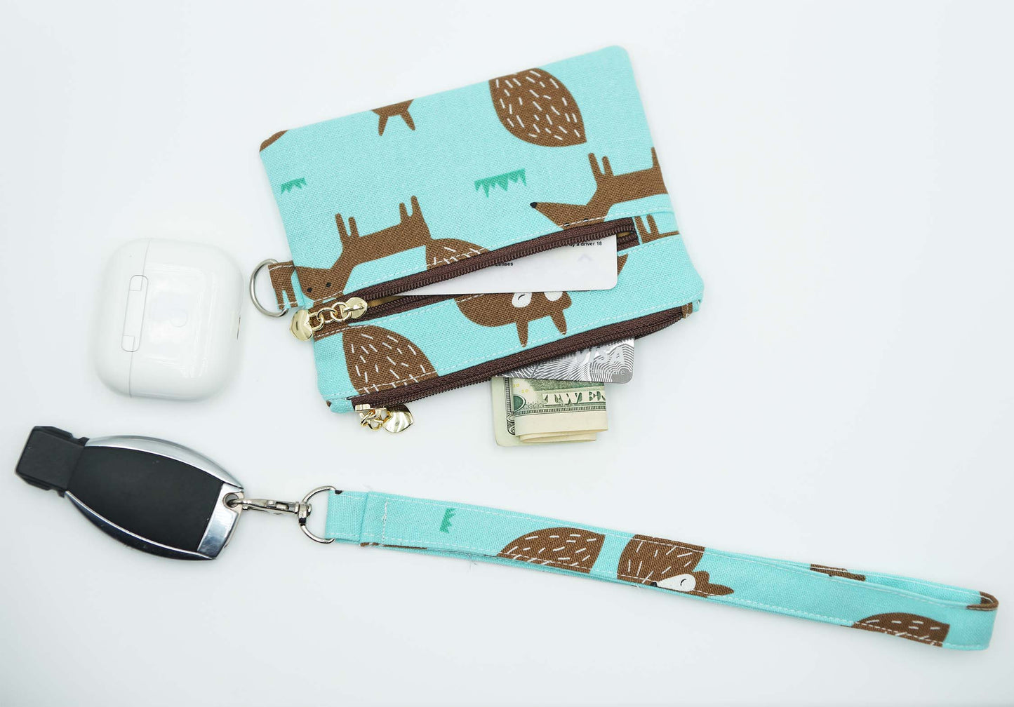 Squirrel Coin Pouch, Double Zipper Wallet, Purse for ID Cards