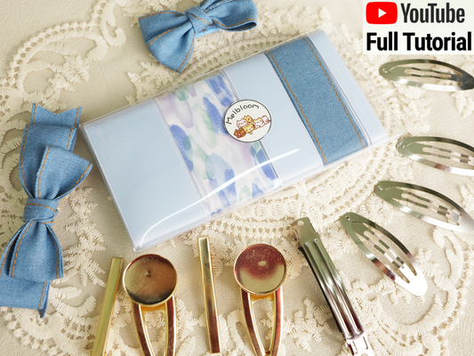Baby Blue Hair Bow Making Kit, 5 meter ribbon, 9 clips, full tutorial
