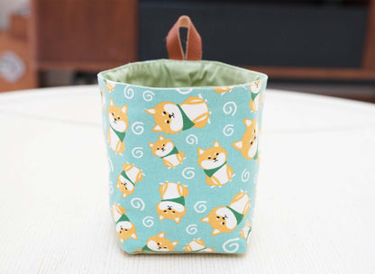 Akita Fabric Basket with Leather Hang Loop