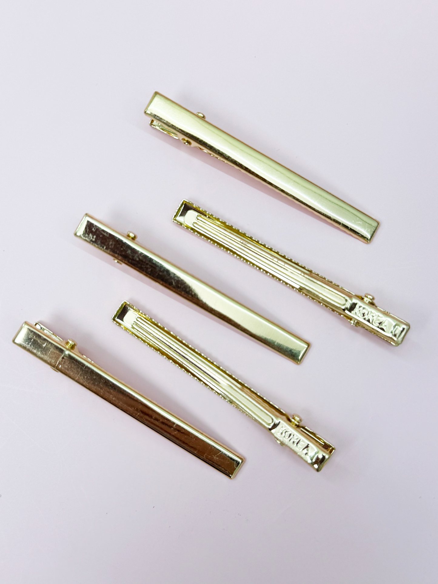 Narrow Gold Alligator Hair Clip Base, 6 PCS