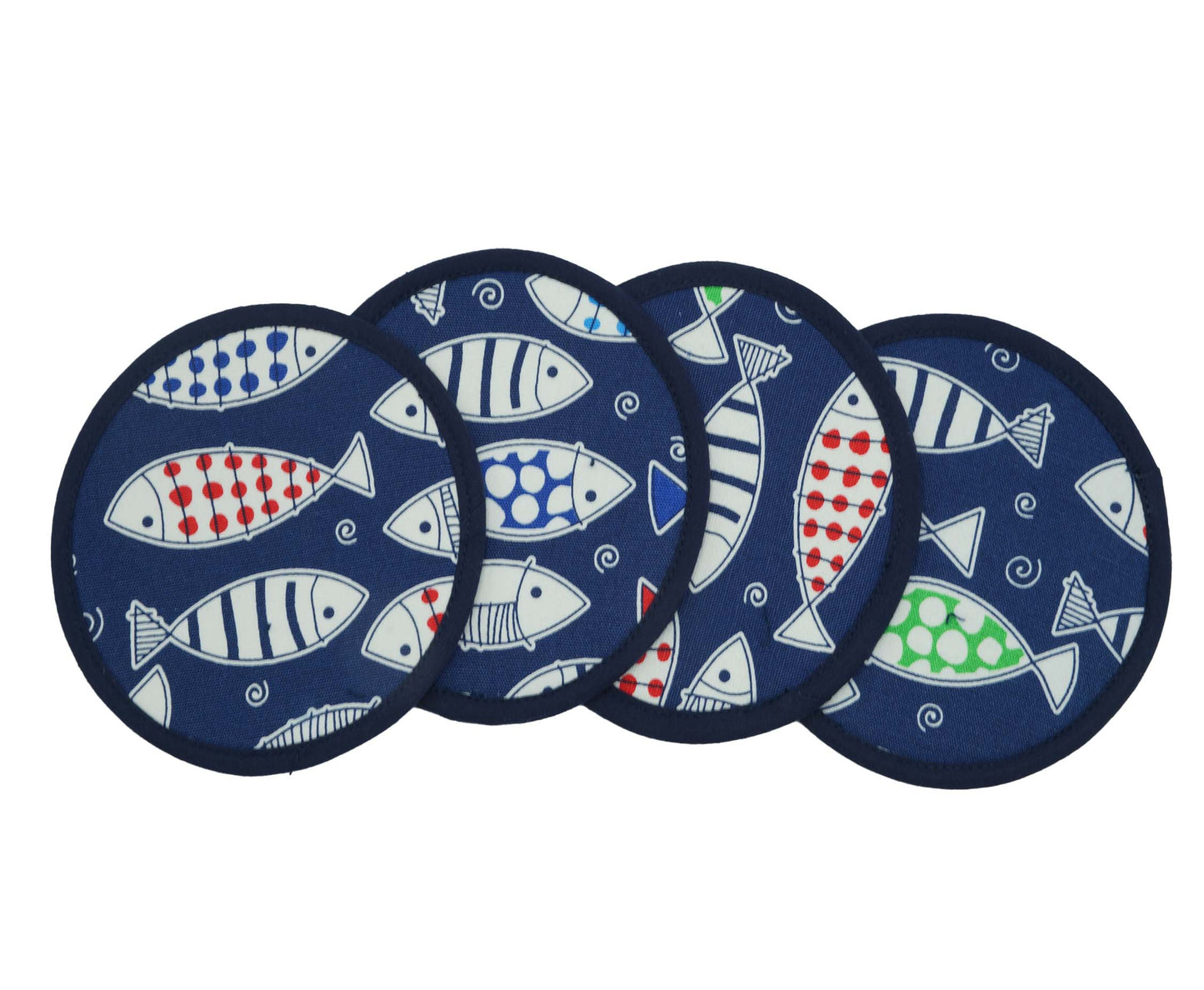 Fish Market Round Fabric Coasters Set