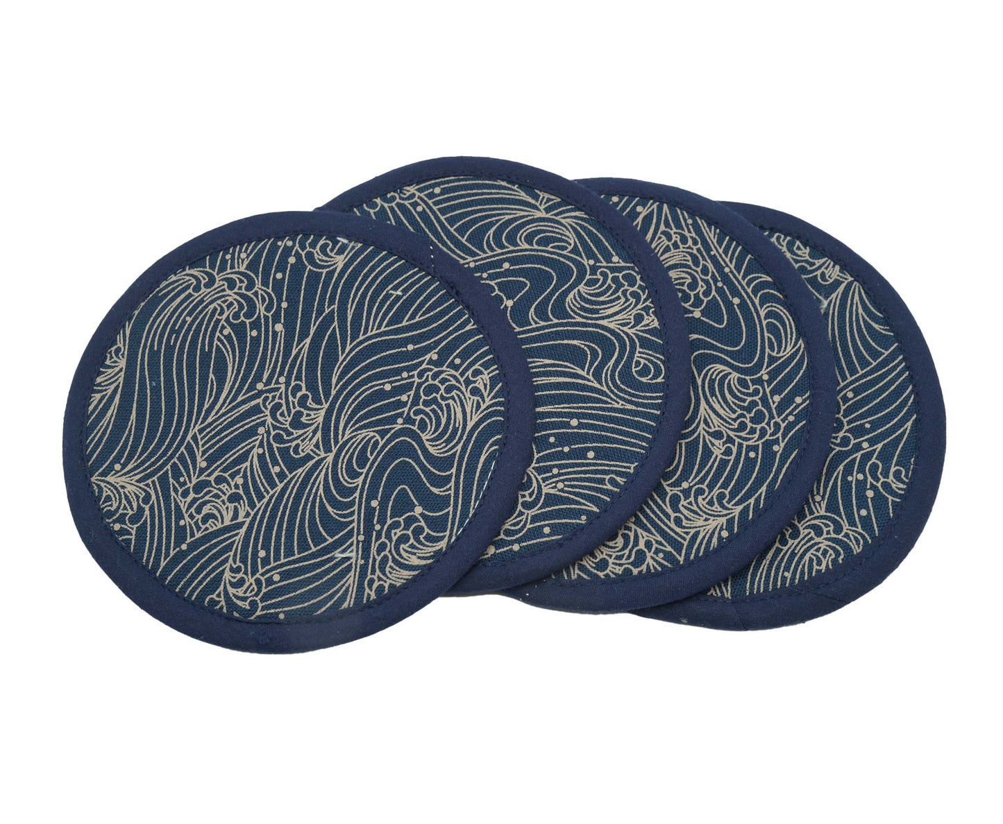 Japanese Ukiyo-e Round Fabric Coasters Set