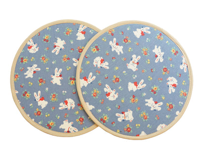 Happy Rabbits Trivet, Round Fabric Potholder