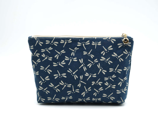 Japanese Indigo Dragonfly Zipper Pouch