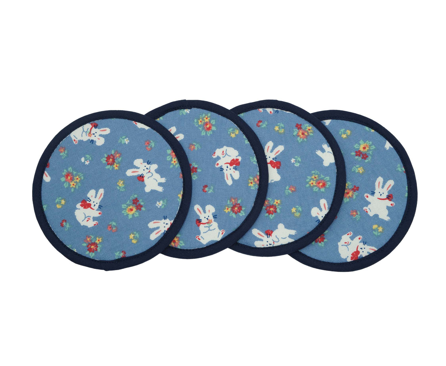 Rabbits Round Fabric Coasters Set