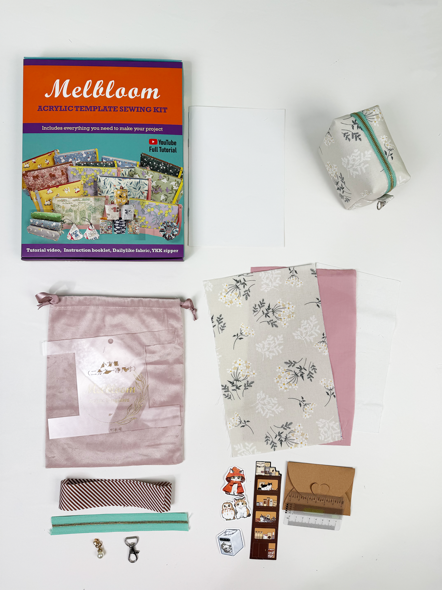 DIY Sewing Kit, Cube Zipper Pouch