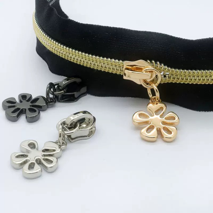 Flower Wheel Zipper Pulls for #5 Nylon Zipper Tape 4PCS