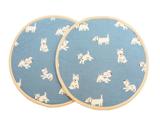 Shy Dog Trivet, Round Fabric Potholder