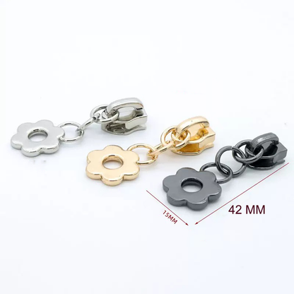 Round Petal Zipper Pulls for Nylon Zipper Tape 4PCS