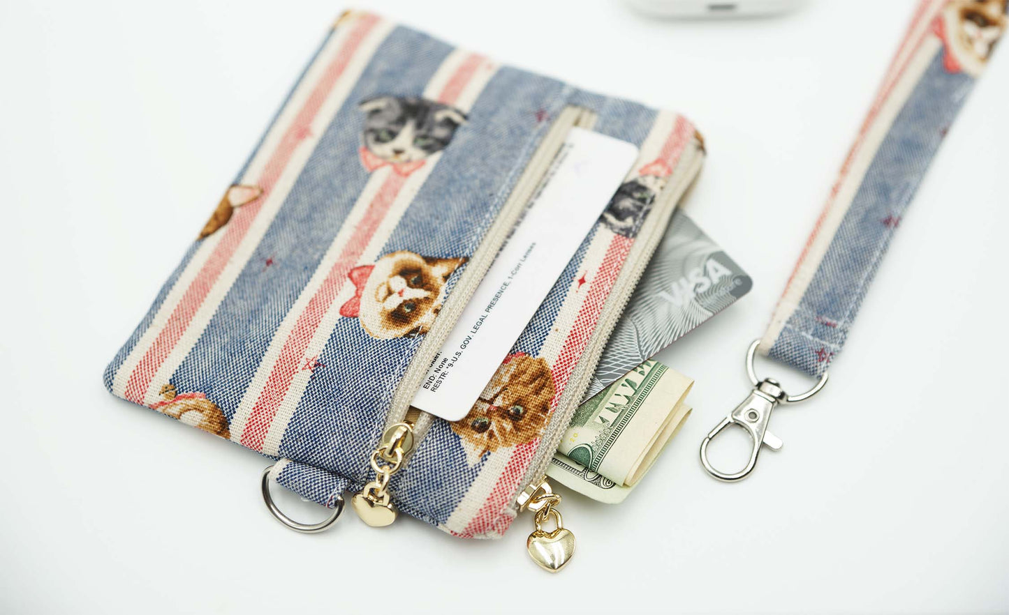 Cats Coin Pouch, Double Zipper Wallet, Purse for ID Cards