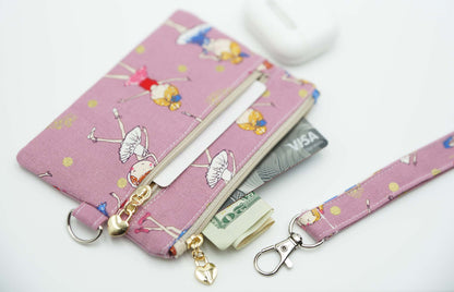 Ballerina Girl Coin Pouch, Double Zipper Wallet, Purse for ID Cards