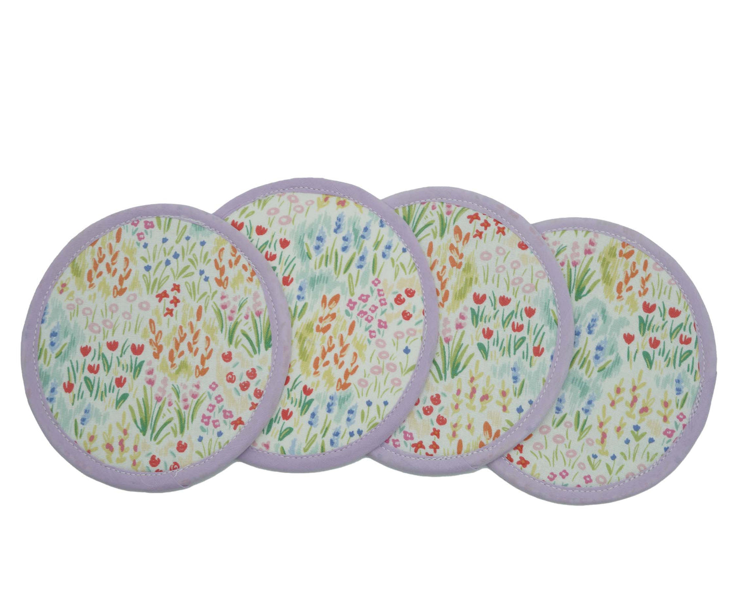 Blurry Garden Round Fabric Coasters Set