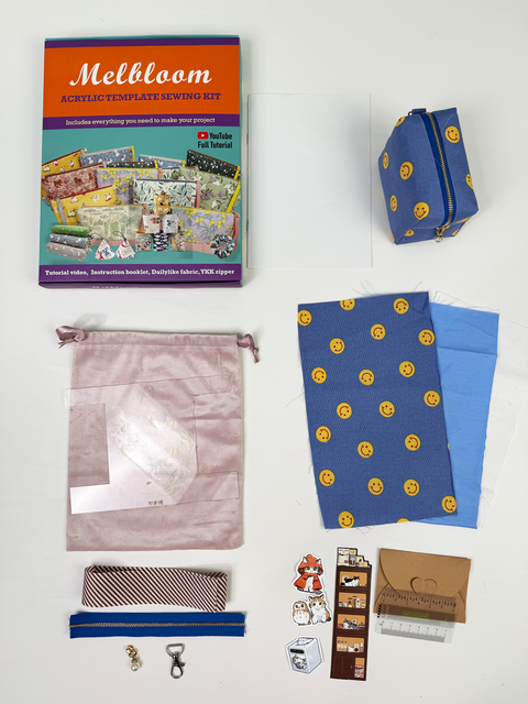 Cube Zipper Pouch Sewing Kit - Smiling Face