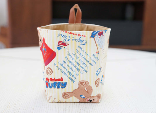 Bears Fabric Basket with Leather Hang Loop