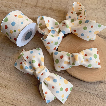 1'' Colorful Double-Sided Polka Dot Ribbon