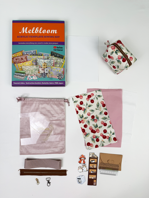 Cube Zipper Pouch Sewing Kit - Cherry