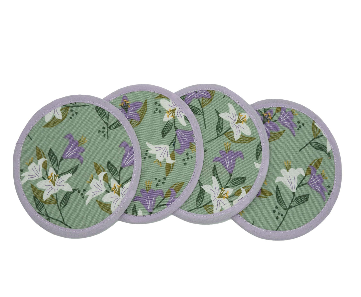 Madonna Lily Round Fabric Coasters Set