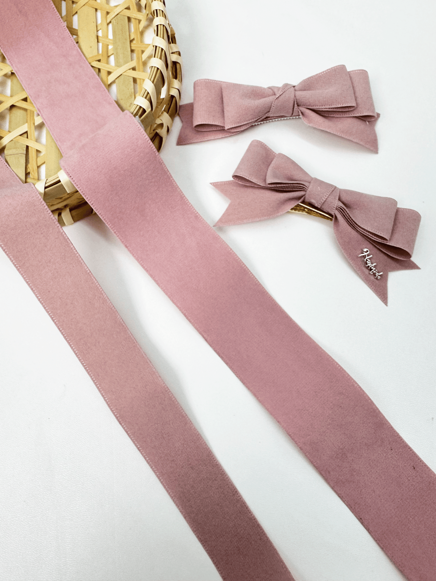Pink Double Faced Suede Ribbon 1'' and 1.5''