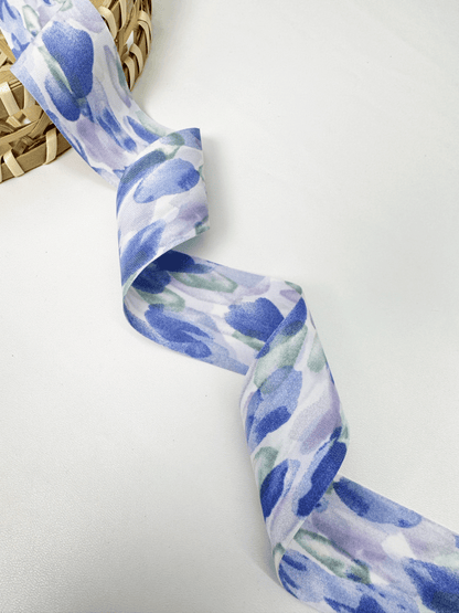 1.5'' Double Faced Blue Pattern Ribbon