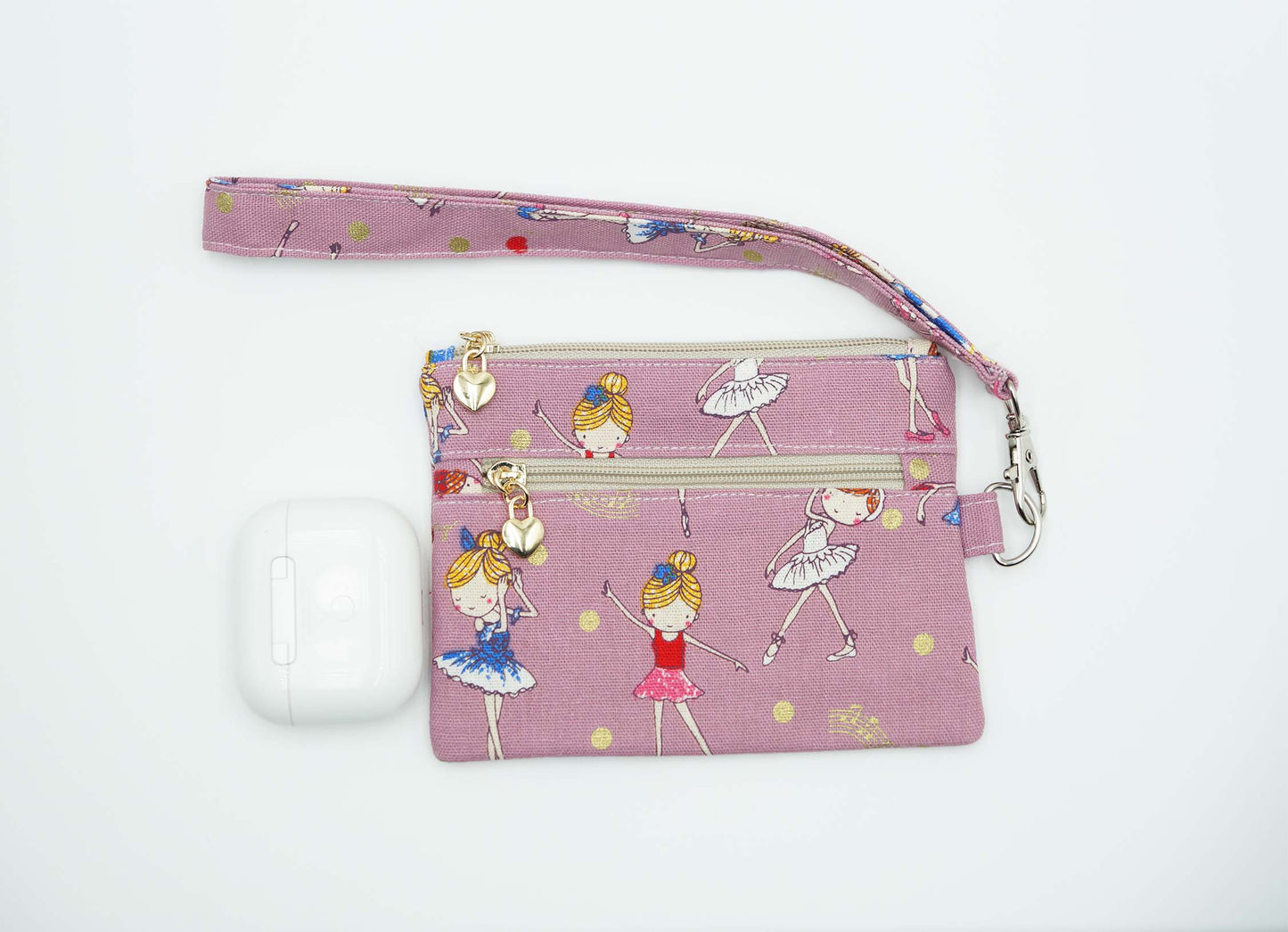 Ballerina Girl Coin Pouch, Double Zipper Wallet, Purse for ID Cards