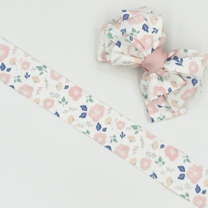 1.5'' Double Faced Light Pink Flowers Ribbon
