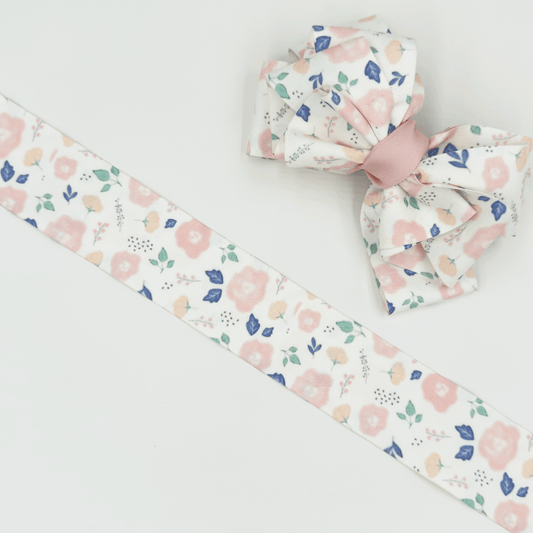 1.5'' Double Faced Light Pink Flowers Ribbon