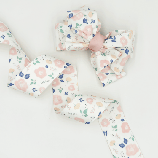 1.5'' Double Faced Light Pink Flowers Ribbon