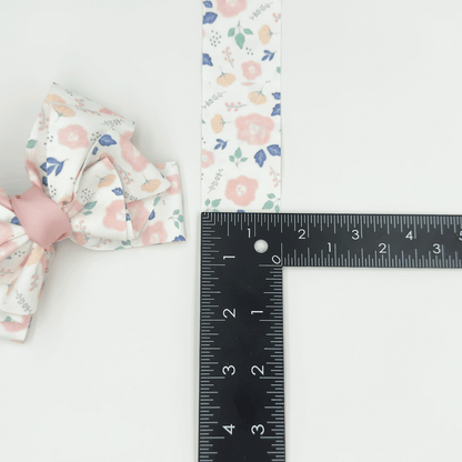 1.5'' Double Faced Light Pink Flowers Ribbon